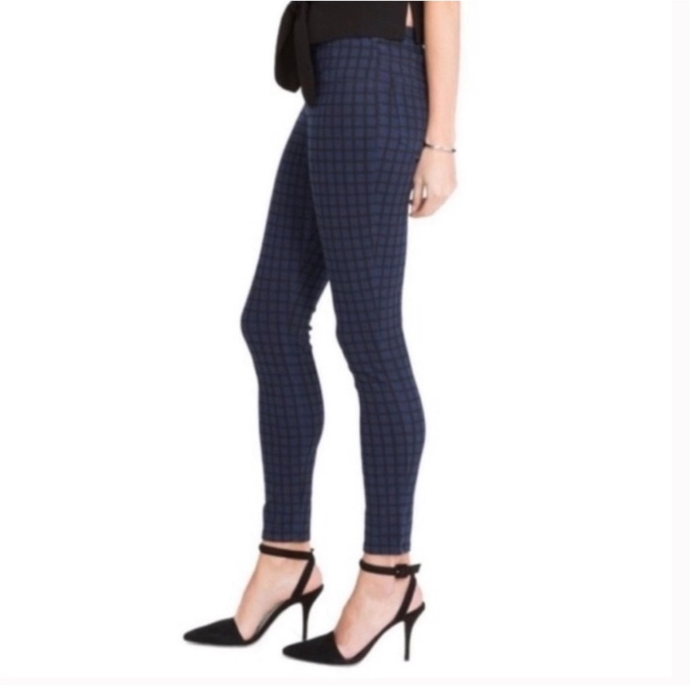 Spanx Jean-ish Window Pane Plaid Shaping Legging Pant Jegging W/ Pockets M